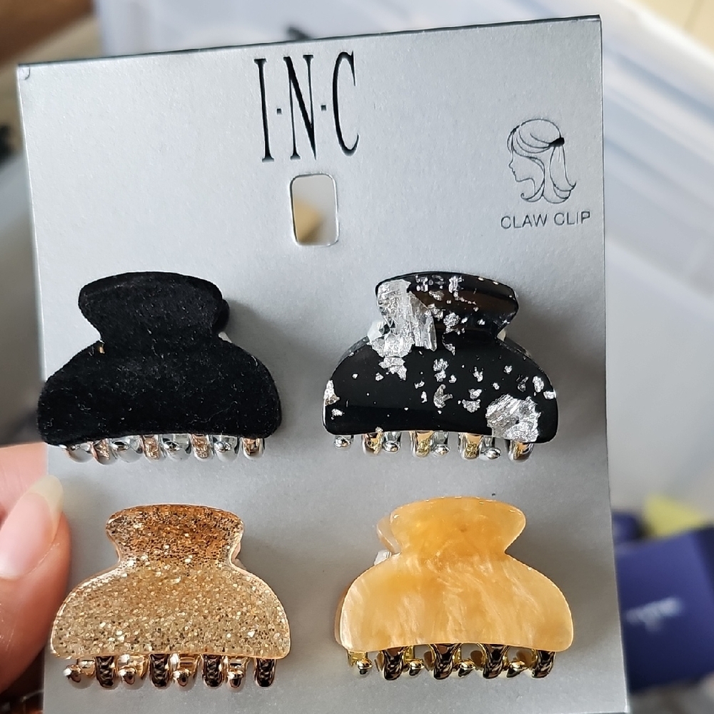 INC Claw Clip Set - Black, Gold, Yellow